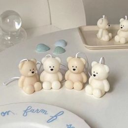 Candles Mini Bear Candle Mould Cute Epoxy Resin Bear Shaped Mold Reusable DIY Silicone Candle Making Mold Home Decor