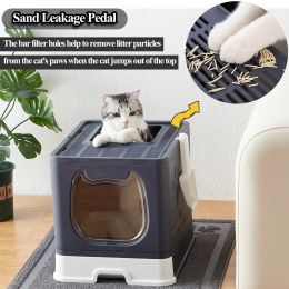 Boxes Vealind Foldable Cat Litter Box for toilet Splash Proof Odor Free Medium Cat's House Sandboxes for Cats Cleaning Toilet Tray