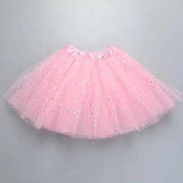 tutu Dress Fashion Kids Mesh Miniskirts Girls Princess Stars Glitter Dance Ballet Tutu Brand Sequin Party Girl Faldas Skirt Elastic Clothes d240507