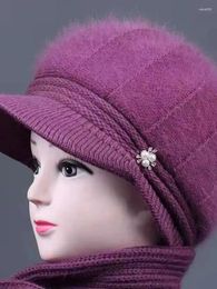 Berets Hat Women's Middle-aged And Elderly Warm Knitted People's Thickened Wool In Winter Old Man's Imitation Mink