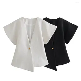 Women's Vests 2024 Zarb Spring/Summer Wear European And American Style Waist Wrap Versatile Rough Spin Irregular Vest Top