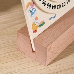 Kalender miniatyr konst prydnad trärjuling kalender schema påminnelse skrivbord prydnader roterande evig kalender trä justerbar