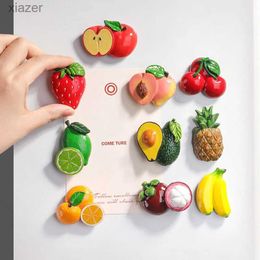 Fridge Magnets Cute and Creative Apple Strawberry Frozen Magnet Resin Temptation 3D Simulation Fruit Refrigerant Sticker Home Kitchen Decoration WX