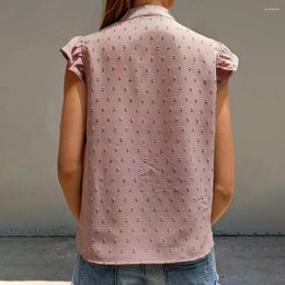 Women's Tanks V-neck Women Shirt Stylish Tank Tops With Flying Sleeves Dot Jacquard Detail Summer Streetwear Fashion For