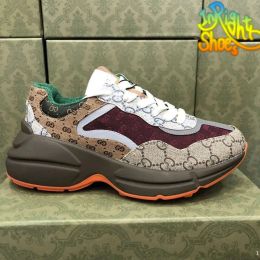 2024RHYTON SNEAKER SCARPE DESIGNER G Allenatori in pelle CANVAS RAMPIANA IN CAMPAGNI AMPATIVATO Piatta