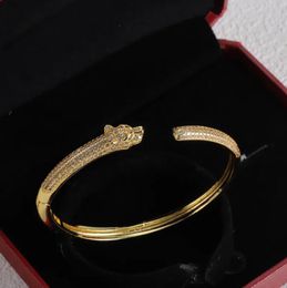 Fashion 18K gold two Leopard bangle bracelets for girls women daughter mom luxury Fashion unisex jewelry designer Women jewlery party gifts Wedding