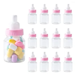 Gift Wrap 12pcs Mini Plastic Baby Bottle Candy Box Gender Reveal Party Packaging Blue Pink Chocolate