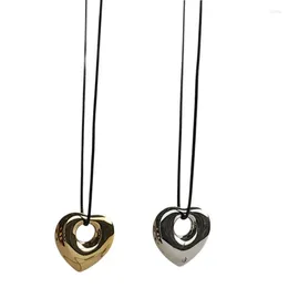 Choker 652F Unique Stainless Steel Heart Collar Necklace In Black For Special Occasions