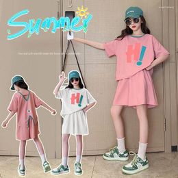 Clothing Sets Summer Children Girls Clothes Set Teenage Letter Printed Tshirts And Shorts 2 Pieces Suit Fashion Top Bottom Outfits