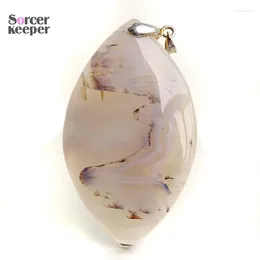 Pendant Necklaces SorcerKeeper Natural Slice Agate Charm Pendants Wholesale Lace Onyx Gem Stone Crystal Necklace For Jewellery Making RS629
