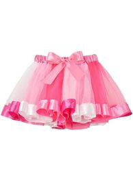 tutu Dress Shine Rainbow Tutu Skirt Layered Ballet Skirts Multicolor Tulle Dress Polyester for Toddlers Girls d240507