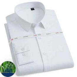 Men's Dress Shirts High quality mens long sled bamboo Fibre shirt comfortable breathable business social formal top white blue Grey 6XL-7XL-8XL d240507