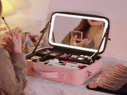 Cosmetic Organiser Storage Bags Smart LED Makeup Bag With Mirror Lights Large Capacity Professional Case For Women Travel Organize2350537