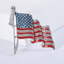 Vintage Crystal Flag Brooch Pins Gifts Diamond Brooches For Women Universal Q968 0507