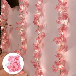 Strings 2M 20LED Garland Artificial Flower Cherry Blossom String Light Vines Fairy Lights For Bedroom Wedding Party Decoration
