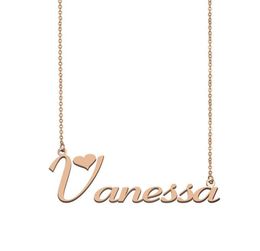 Vanessa Name Necklace Custom Nameplate Pendant for Women Girls Birthday Gift Kids Friends Jewellery 18k Gold Plated Stainless S9590464