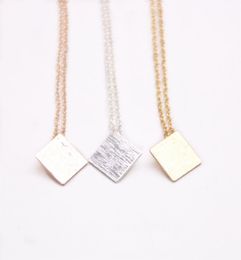 Trendy style square pendant necklace Classic Brushed Surface Design Geometric figure necklaces Gold Silver Rose Three Color Option3046149