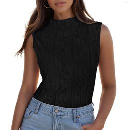 Women's Tanks Womens Mock Neck Tank Tops Summer Textured SleevelessTops For Women Business Casual Blouse Corset Top With Sleeves