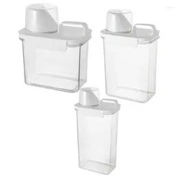 Liquid Soap Dispenser Laundry Detergent Empty Tank For Powder Softener Bleach Storage Airtight With MeasuringCup