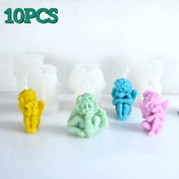 Candles 10PCS DIY5 Angel shaped candle silicone Mould Little Angel Handmade Soap Aromatherapy Candle Decoration Creative Candle Mould