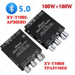 Amplifier XYT100H XYT100L 100Wx2 Bluetooth 5.0 Power Audio Amplifier Board TPA3116D2 AP3050D Theater Amp Stereo Treble Bass Adjustment