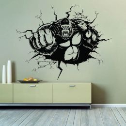 Stickers Gorilla Gym Wall Decal Quote Power Fitness Decor Workout Art Vinyl Wall Stickers Bedroom Motivation Crossfit Wallpaper P821