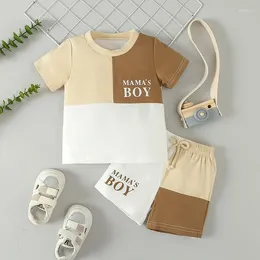 Clothing Sets 0-36months Toddler Boys 2 Piece Outfits Contrast Colour Letter Print T-Shirt And Elastic Shorts For Summer Clothes Set