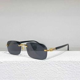 Photochromic Vintage Rimless Sunglasses Men Luxury Carter Glasses Square Sunnies for Driving and Fishing Retro Style Shades Wood and Buffalo Horn Temple Unique 1