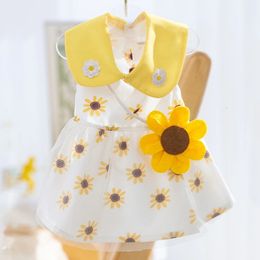 Dog Princess Dress Cute Pet Mesh Kitten Puppy Skirt Summer Bow Lace Korean Poodle Chihuahua Clothes 240425