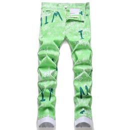 Herren Jeans Herren Jeans mit Buchstaben gedruckt mit Buchstaben Green Mode gerade hochqualitativ hochwertige, lockere Trojaner Daily Party Trend High Street Pantsl2405