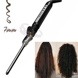 Curling Irons Professional 7mm curled iron rod mens curling shaft PTC heated conical hair styling tool set beauty salon Q240506