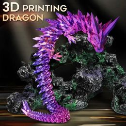 Miniatures 3D Printed Crystal Dragon Egg 3D Dragon Fidget Spinner Articulated Dragon Toy Adult Decompression Toy Fidget Toy For Autism Adhd