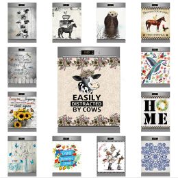 Stickers Funny Animal Cow Adhesive Dishwasher Stickers Decorative Letters Wall Sticker Cover Kitchen Decor Accessories Gift Full Piece