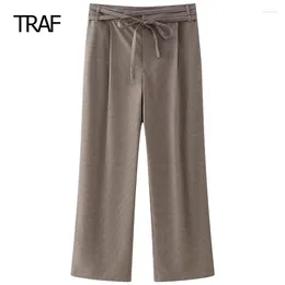Women's Pants Striped Baggy Pant Spring Summer 2024 Mid Waist Aesthetic Korean Style Trousers Chic And Elegant