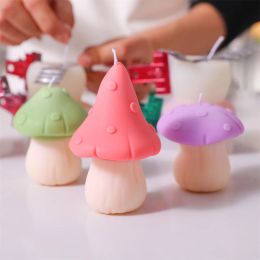 Candles Boowan Nicole Creative Mushroom Silicone Candle Mold Handmade 3D Christmas Scented Candle Making Supplies Ice Fondant Mould