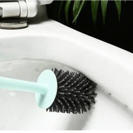 Set Silicone Toilet Brush Wc Quick Drying Bracket Gap Brush With Holder Flat Head Soft Bristles Cleaning Tools Bathroom Accessories