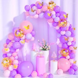 Party Decoration Pink Purple Balloons Arch Kit Garland For Princess Baby Shower Birthday Wedding Decorations Supplies