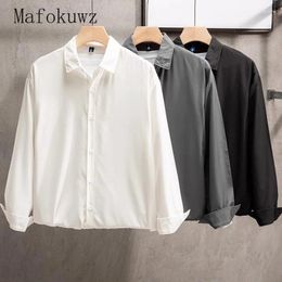 Men's Casual Shirts Spring Autumn Solid Long-sleeved Business Handsome Loose High Street Personalised Shirt Tops Male Clothes