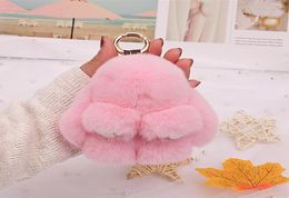 10cm Real Genuine Rex Rabbit Fur Bunny Bag Charm Keyring Phone Purse Handbag Pendant Gift9749144