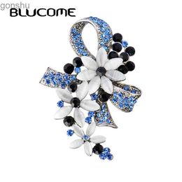 Pins Brooches Bluecome Vintage Trkiye Breast Flower Bow Breast Womens Scarf Simulated Opal Antique Silver Scarf Pin Bijuterias WX