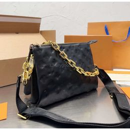 2024SS Designer bag Coussin PM Crossbody Bag Gold Chain purse women Genuine tote bag Shoulder Bags wallets Wide straps embossing Letters Removable straps