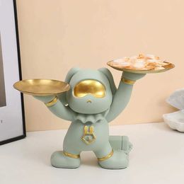 Decorative Objects Figurines Home Decor Rabbit Statue Shelf Tray Living Room Ornament Key Storage Candy Tray Home Decorations Sculpture Craft Gifts Figurine T2405
