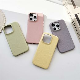 INS Litchi Pattern Apple Phone Suitable for iPhone 15/14/13 PROMAX Solid Colour Hard 12/11 Full Case