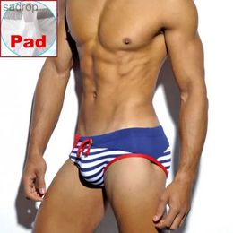 Men's Swimwear Mens sexy bikini mat swimsuit mens striped swimsuit short swimsuit short swimsuit XW