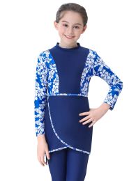 Swimwear Hijab Islamic Swimsuit for Kids Swimwear Children's Modest Swim Wear Long Sleeve Plus Size Girls Burkini 2 Piece Swimming Suit