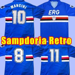 Retro Soccer Jerseys 1990 1991 1992 SaMpDoRiaS Futbol shirts 90 91 92 Home Football jersey Camiseta Classic Shirt Kit Maillot Maglia Mancini Vialli Vintage