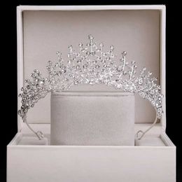 Headbands Vintage Coloured Wedding Princess Elegant Baroque Hair Accessories Crystal Crown Water Diamond Headpiece Bridal Q240506