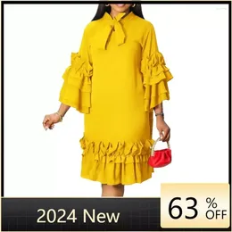 Ethnic Clothing African Party Evening Dresses For Women Spring Autumn Long Sleeve Red Yellow Black Mini Dress Dashiki