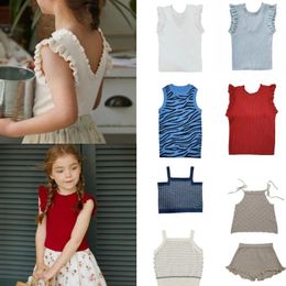 Clothing Sets Baby Girl Clothes Summer Girls Knit T-shirts Vest And Shorts Cotton Kids Sleeveless Tops Toddler Outfit Set