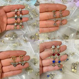 Fashion Womens Designer Earrings Studs Women Crystal Brand Letter 18K Gold Stainless Steel Wedding Jewellery Crystal Pearl Earring Eardrop Party Gifts